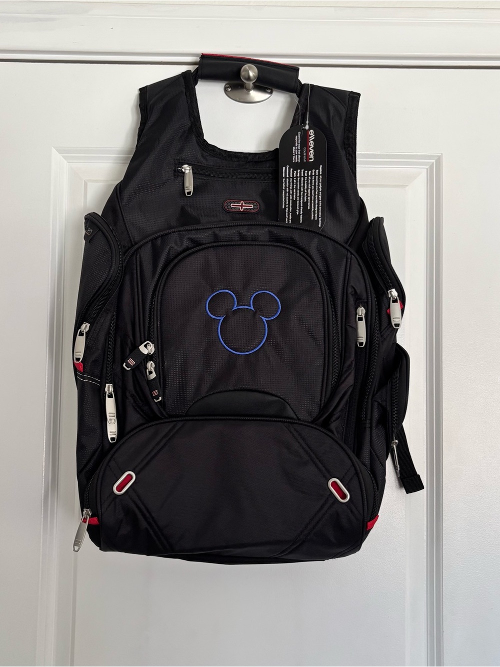 Black Mickey Ear Travel Backpack with Blue Accent